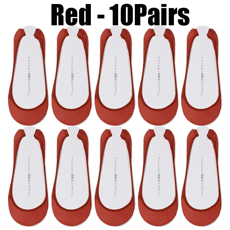 Women's Invisible No-Show Socks – Ice Silk Silicone Non-Slip