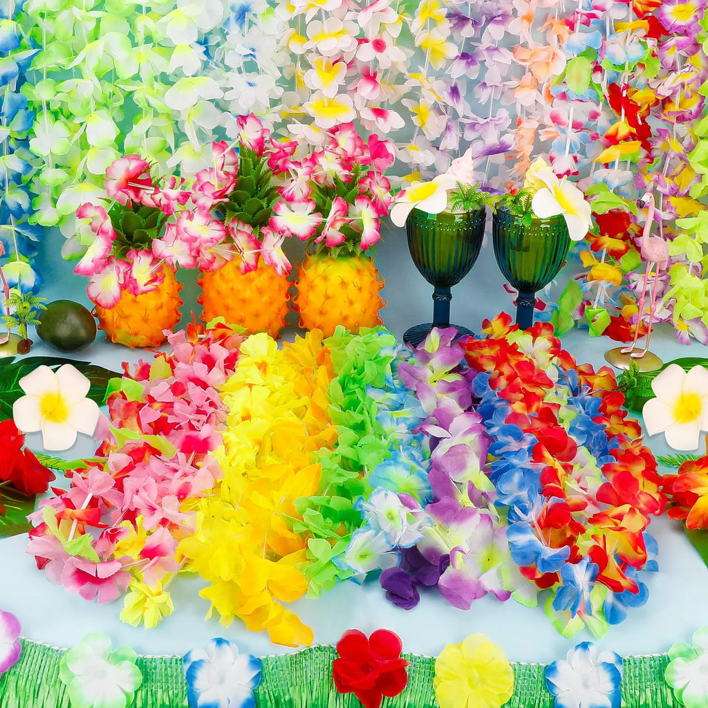 Hawaiian Flower Lei Necklace – Luau Party Decoration & Favor Flower Lei Necklace Babs