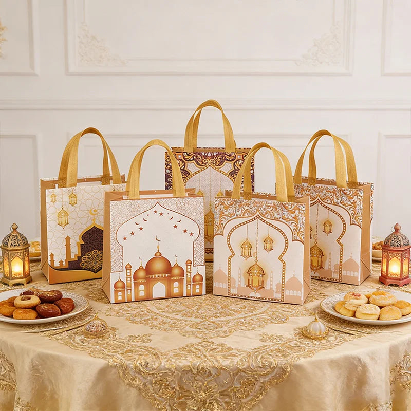 4-12Pcs Eid Mubarak Nonwoven Gift Bags – Ramadan Party Supplies Festival Gift Bags Babs