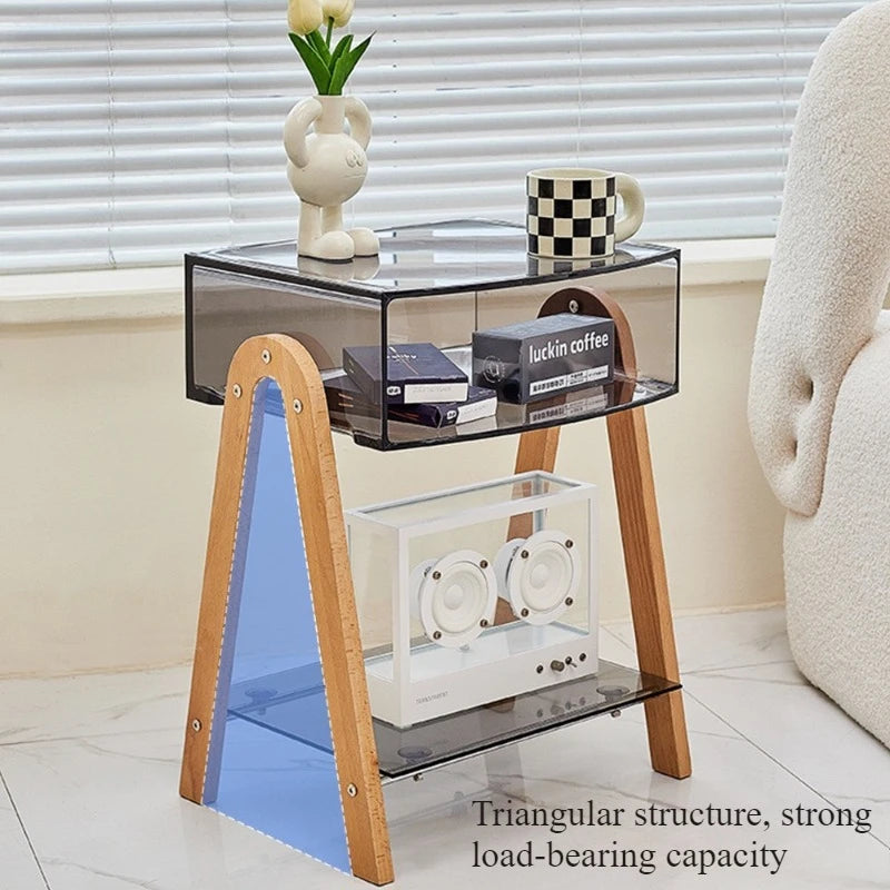 Modern Nordic Acrylic Side Table with Storage – 43×34.5×66cm Acrylic Side Table Babs