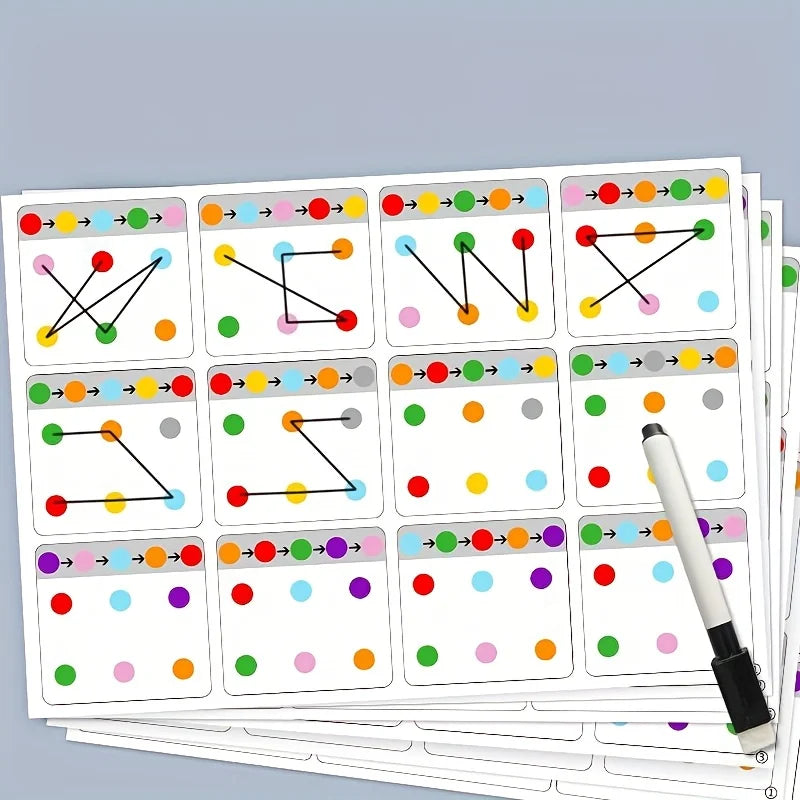 Kids Visual Tracking & Attention Training Cards – Color & Number Educational Flash Cards Babs