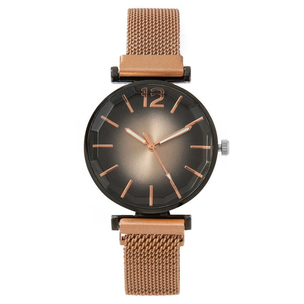 Women's Black Dial Quartz Watch – Ceramic Strap, Auto Date Ladies Quartz Watch Babs Rose Gold