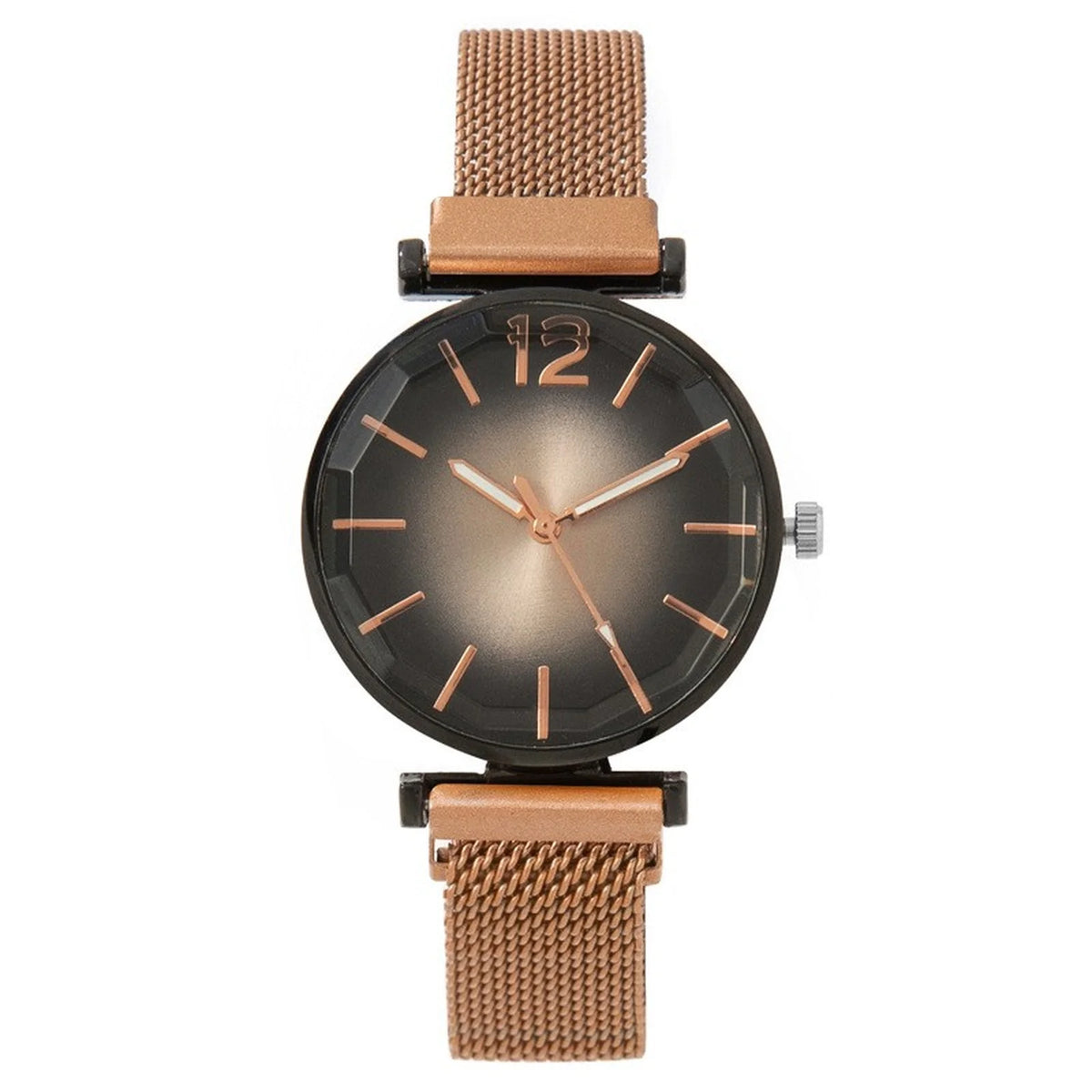 Women's Black Dial Quartz Watch – Ceramic Strap, Auto Date Ladies Quartz Watch Babs Rose Gold