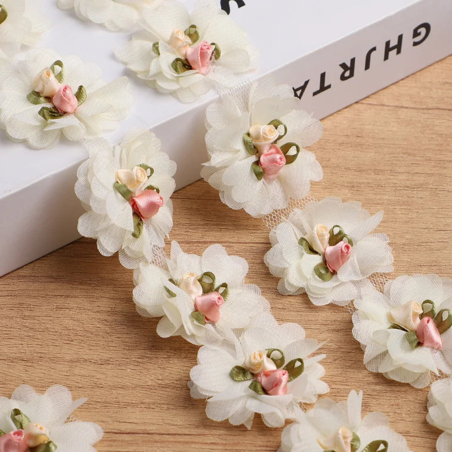 10Pcs Flower Embroidered Lace Applique Patches – DIY Fabric Trim Lace Applique Patches Babs Beige
