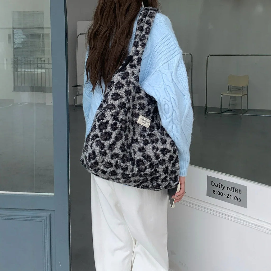 Women's Large Leopard Print Tote Shoulder Bag – Foldable Leopard Print Tote Bag Babs