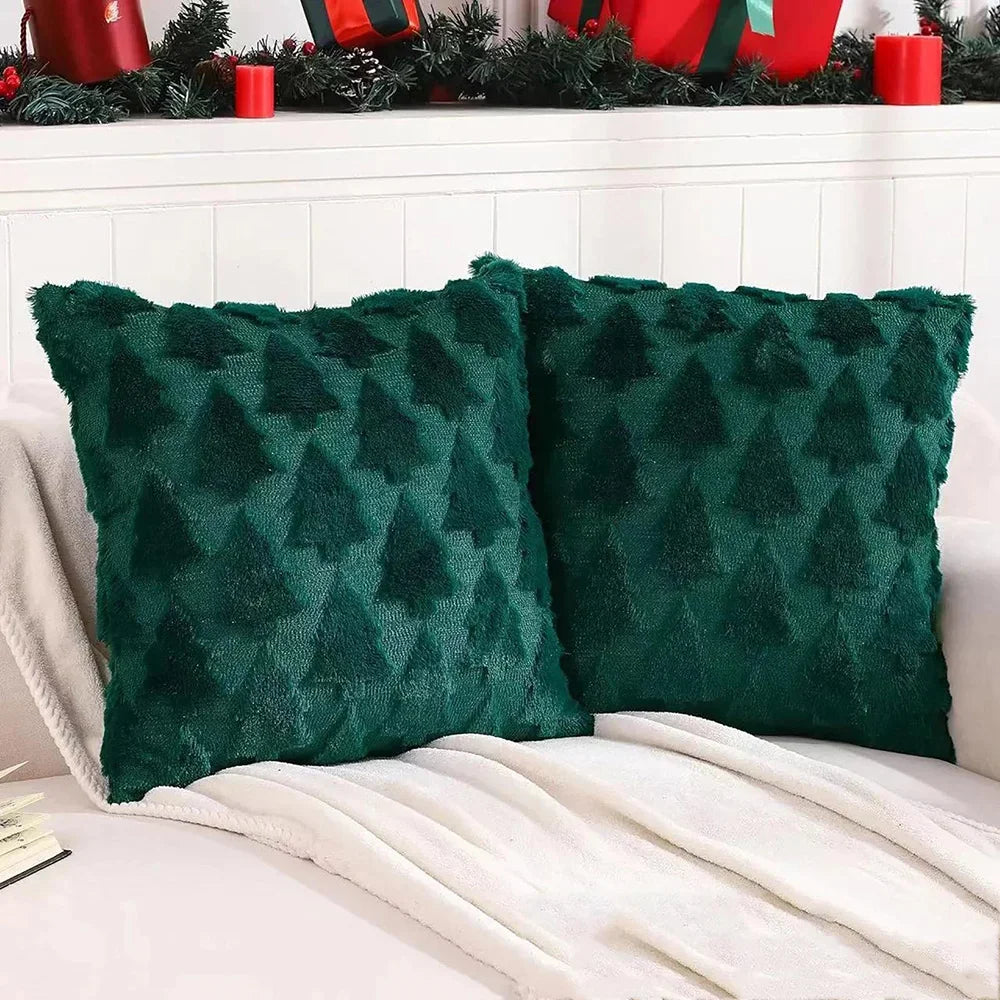Christmas Tree Pillow Cases 45x45cm | Festive Sofa Cushion Covers Decorative Pillow Cases Babs