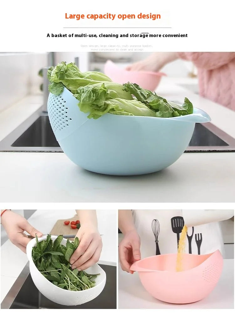 Colander Drain Basket with Handle – Rice, Fruit & Veggie Washing Kitchen Colander Babs
