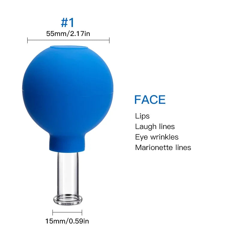 Vacuum Cupping Massage Cups – Face & Body Skin Lifting Tool Cupping Massage Tool Babs Blue-1.5cm