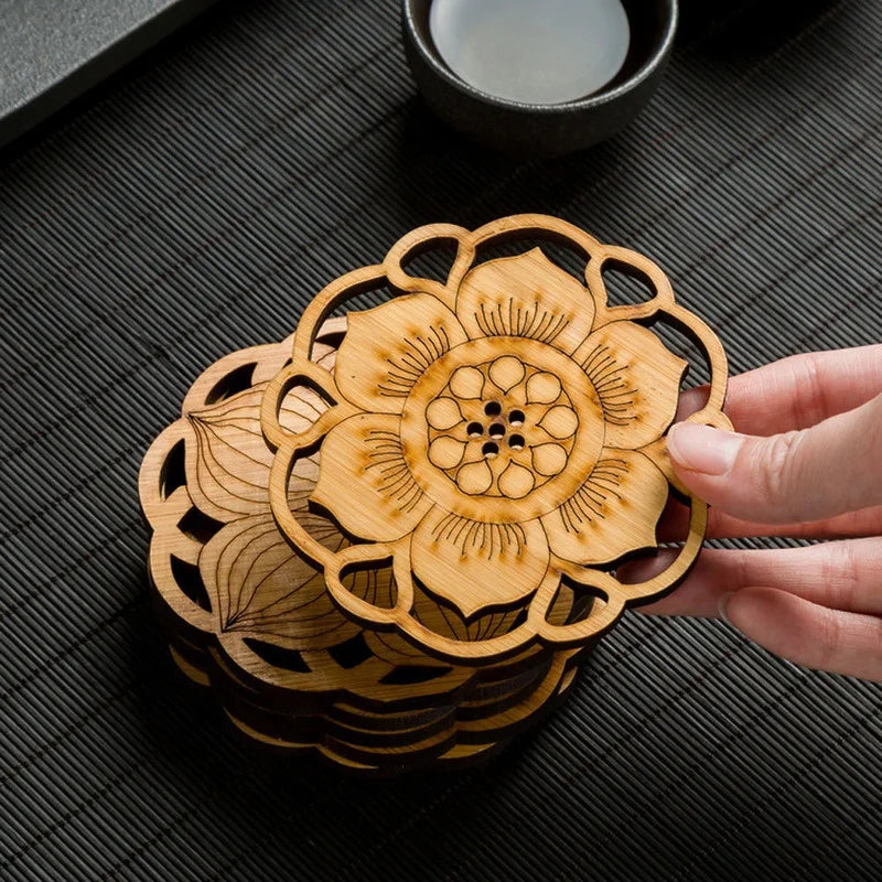 Bamboo Lotus Root Round Coaster – Eco-Friendly Table Mat Bamboo Coaster Babs