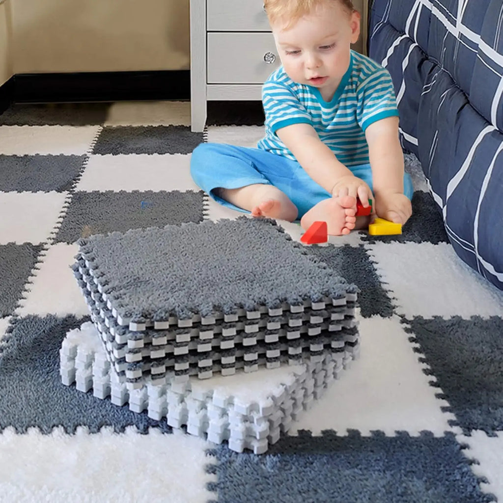Soft Plush Baby Play Mat – EVA Foam Interlocking Puzzle Tiles Baby Play Mat Babs