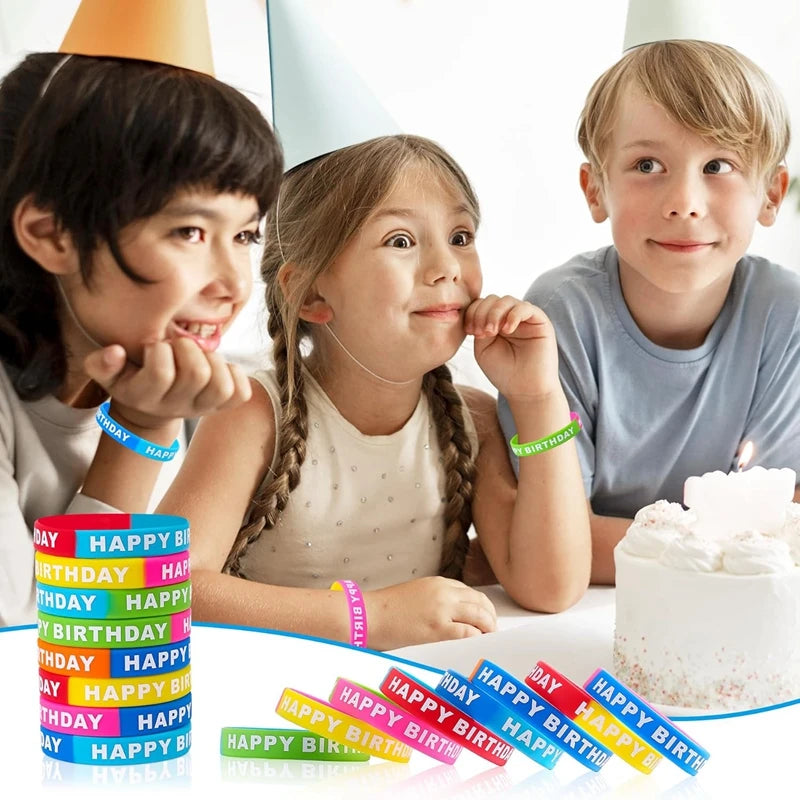 Happy Birthday Rubber Bracelets Kids Party Favors 10/20 Pcs Party Favor Bracelets Babs