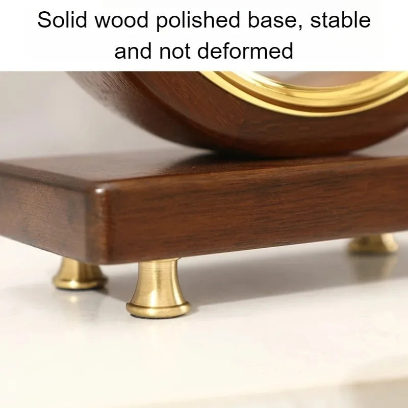 Vintage Solid Wood Desk Clock – Silent Movement, Walnut Finish Vintage Desk Clock Babs