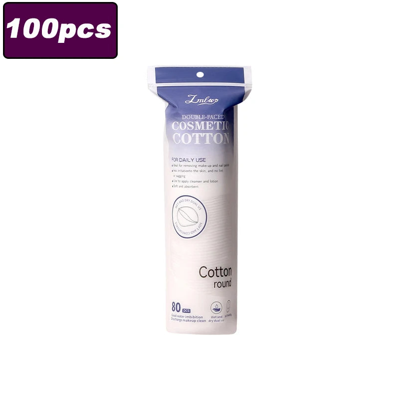 Double-Sided Round Cotton Pads for Makeup Removal – 100/400pcs Facial Cotton Pads Babs 100pcs