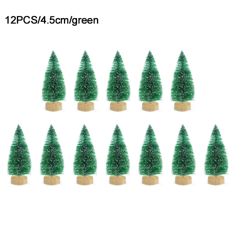 12pcs Mini Sisal Christmas Trees – DIY Holiday Table Decor Christmas Tree Decor Babs 4.5cm-green as picture