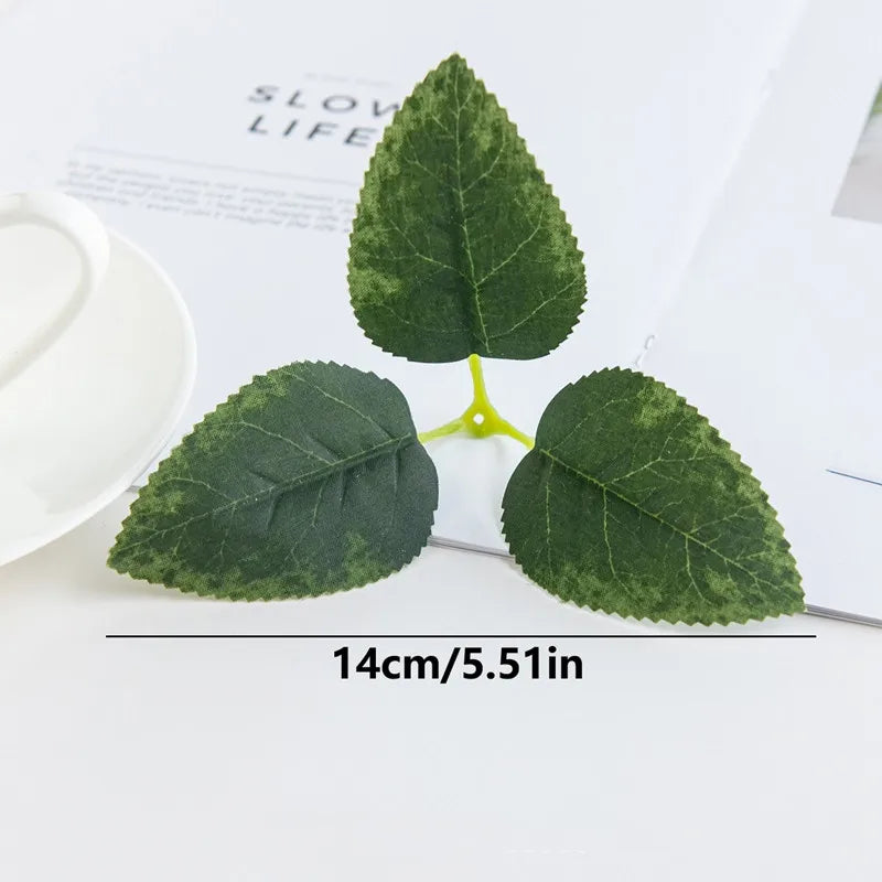 50/100 PCS Silk Artificial Rose Leaves – DIY Wedding & Home Decor Artificial Silk Leaves Babs