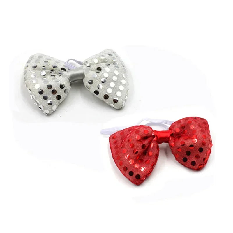 Light Up Sequin Bow Hair Clip & LED Neck Bow – Party Accessory LED Hair Accessory Babs