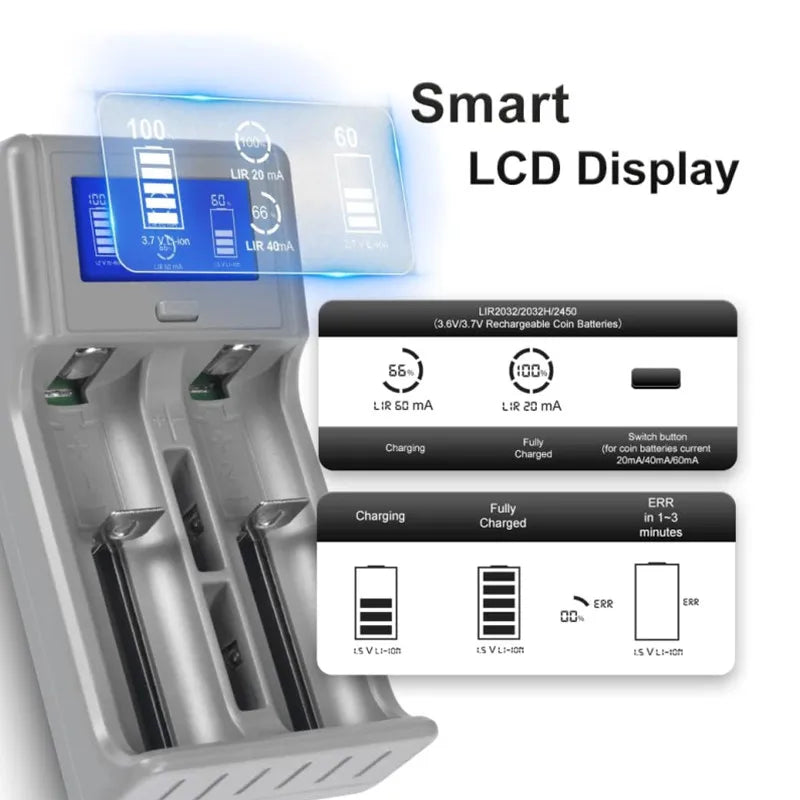 Smart Battery Charger AA AAA 18650 21700 Coin Cell – USB Smart Battery Charger Babs