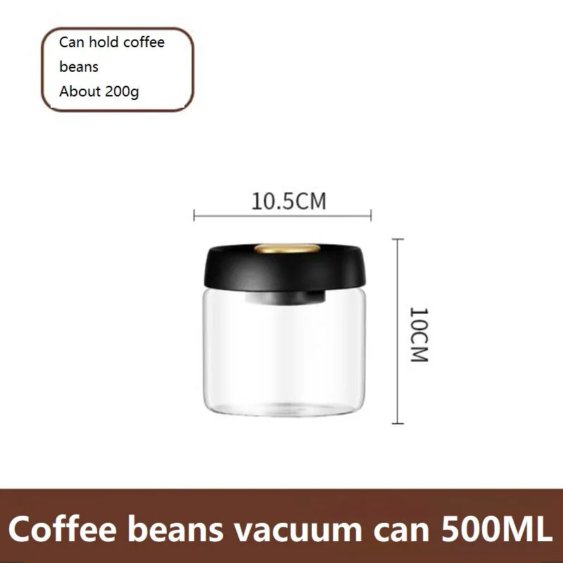 Vacuum Seal Glass Coffee Bean Storage Container 500ml+ Coffee Storage Container Babs 500ml