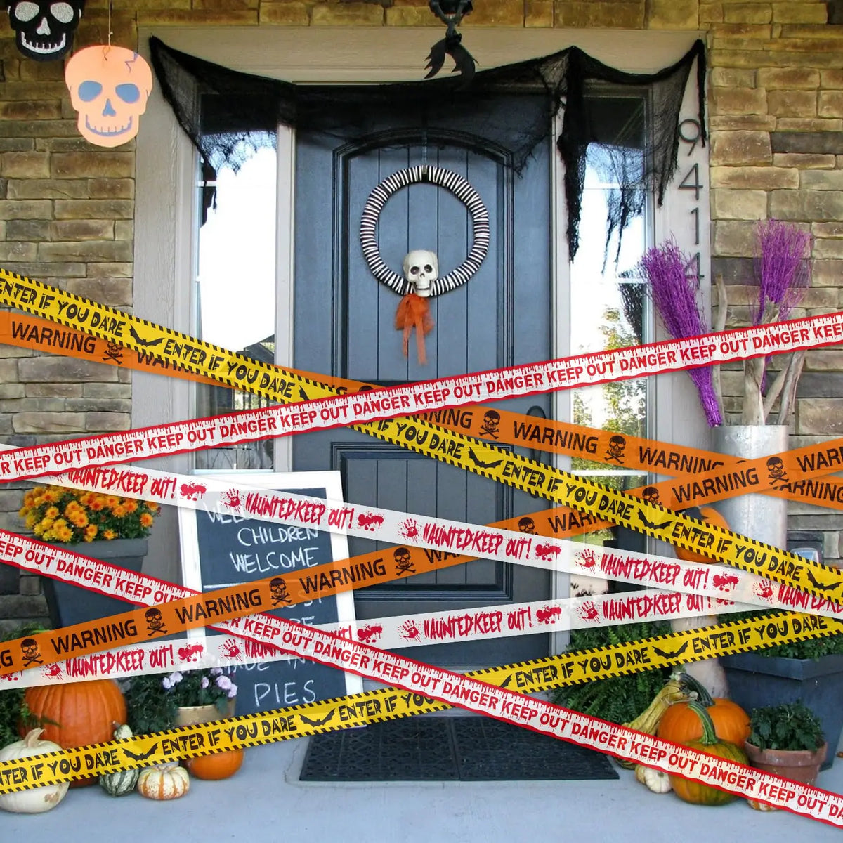 Halloween Caution Fright Tape – Spooky Hazard Warning Decor Halloween Decorative Tape Babs