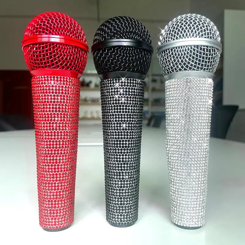 Bling Rhinestone Wireless Mic Cover – Sparkly Decorative Sleeve Mic Handle Cover Babs