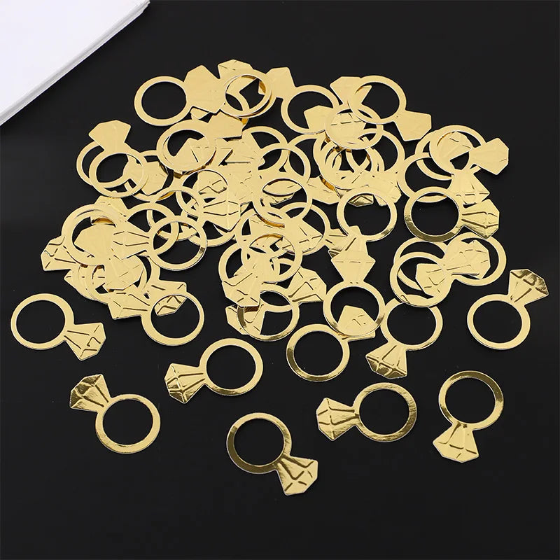 Golden Diamond Ring Confetti for Wedding & Bridal Party (50/100pcs) Party Confetti Decor Babs