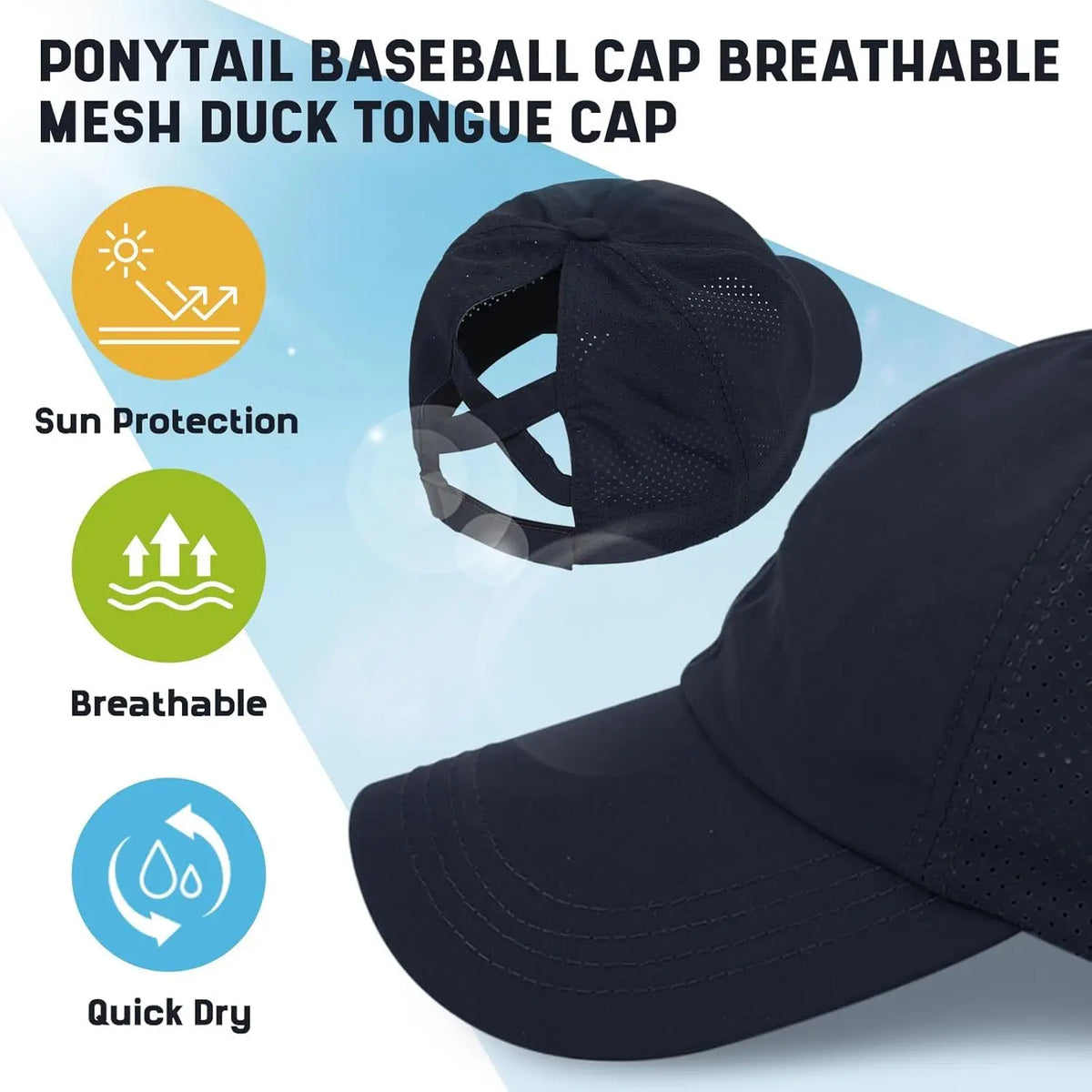 Quick-Dry Unisex Baseball Cap with Ponytail Hole | Sun Hat Baseball Cap Babs