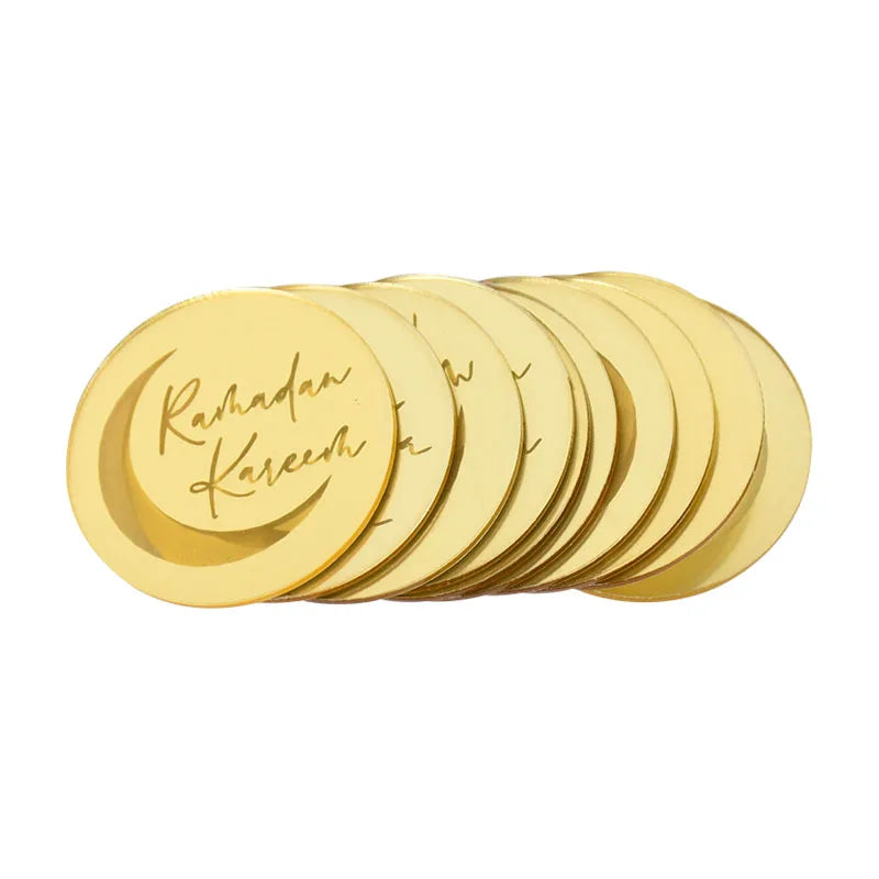 Eid Mubarak Gold Acrylic Cake Toppers | Ramadan Party Decor Cake Toppers Babs J 5pcs