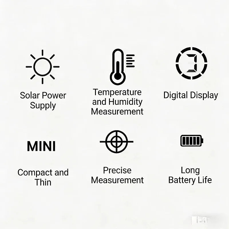 Solar Digital Hygrometer Thermometer 4-Pack | Indoor Monitor Digital Hygrometer Thermometer Babs