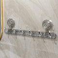 6-Hook Suction Cup Towel Holder – No-Drill Bathroom Bar Suction Towel Holder Babs Transparent gray