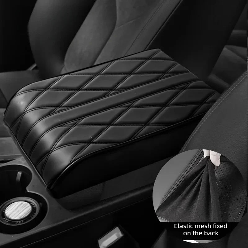 PU Leather Car Armrest Cushion – Memory Foam Console Pad Car Armrest Pad Babs black