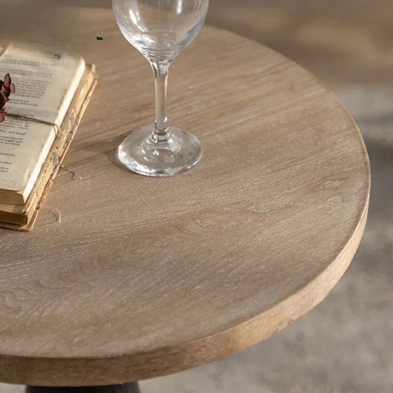 Round Solid Oak Coffee Side Table – Modern Minimalist Style Coffee Side Table Babs