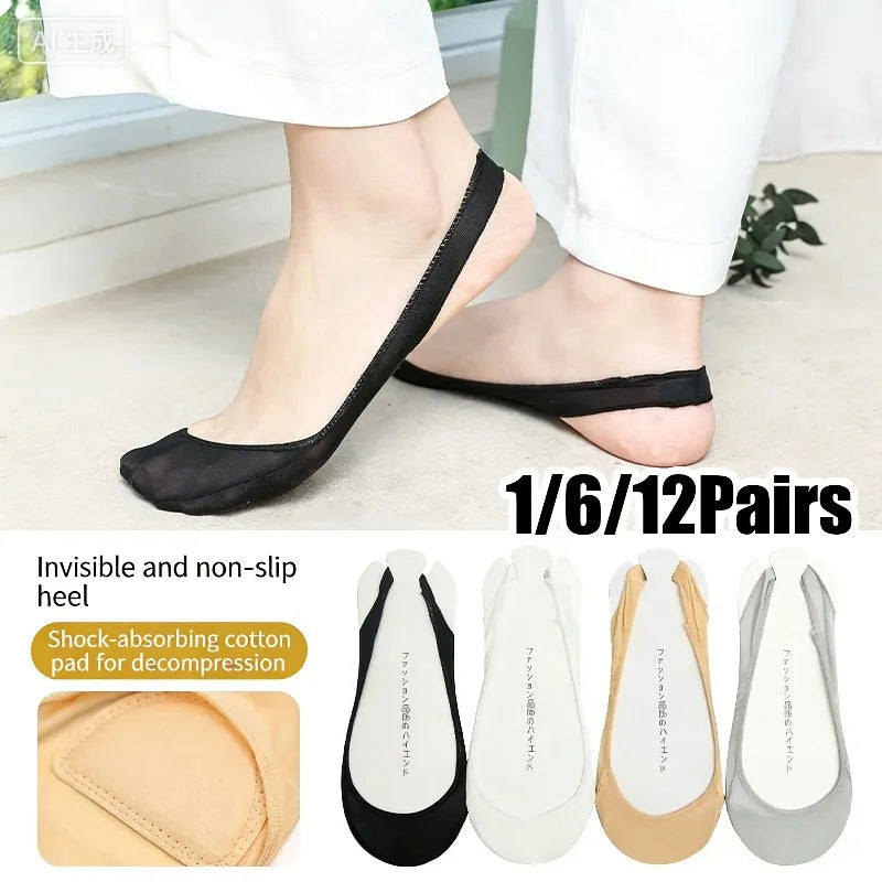 Women's Invisible No-Slip Liner Socks – Ice Silk Low Cut Invisible Liner Socks Babs