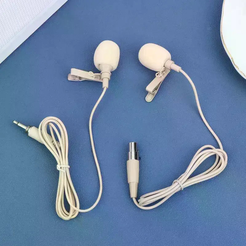 Beige Lavalier Lapel Mic ZL-F1720 Omnidirectional + 2 Covers Lavalier Microphone Babs