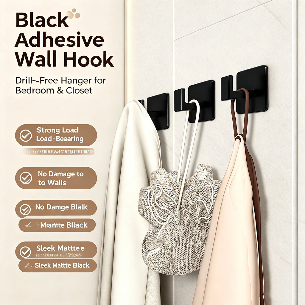 Adhesive Wall Hooks – No-Drill Aluminum Alloy Multi-Purpose Adhesive Wall Hooks Babs