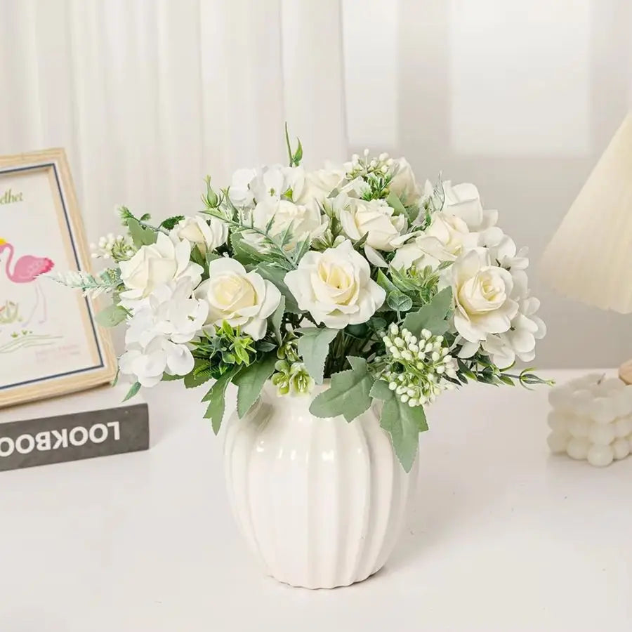 Silk Gardenia Hydrangea Artificial Bouquet – Wedding & Home Décor Artificial Flower Bouquet Babs