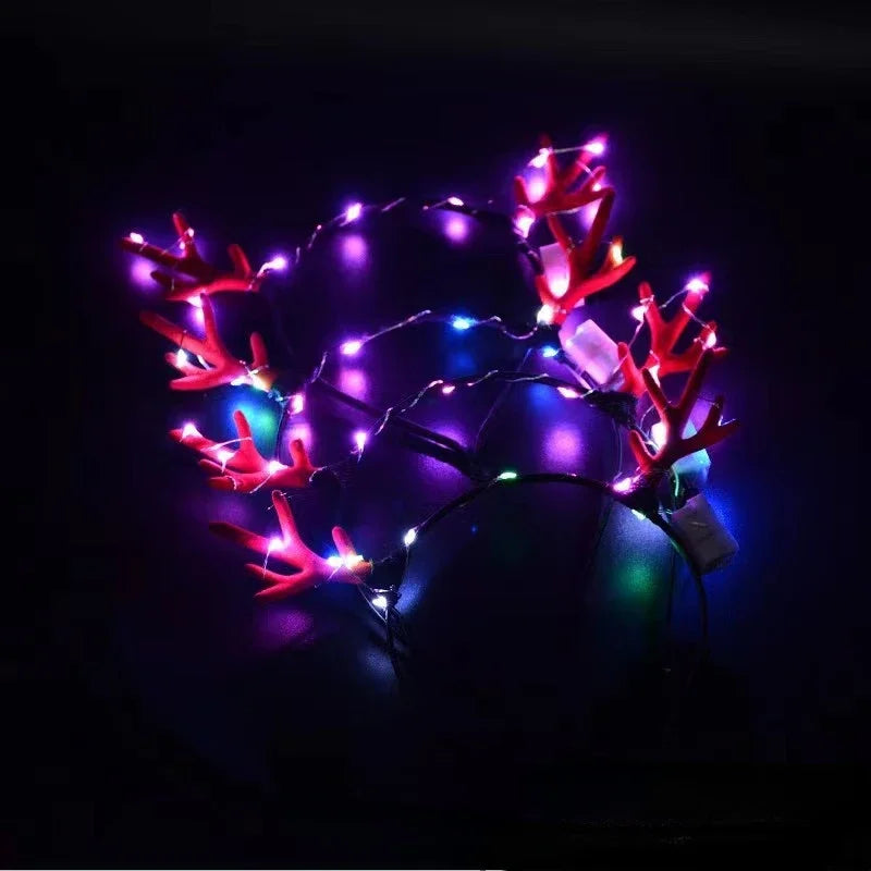 LED Christmas Reindeer Antlers Headband | Glowing Party Hoop LED Party Headband Babs 4