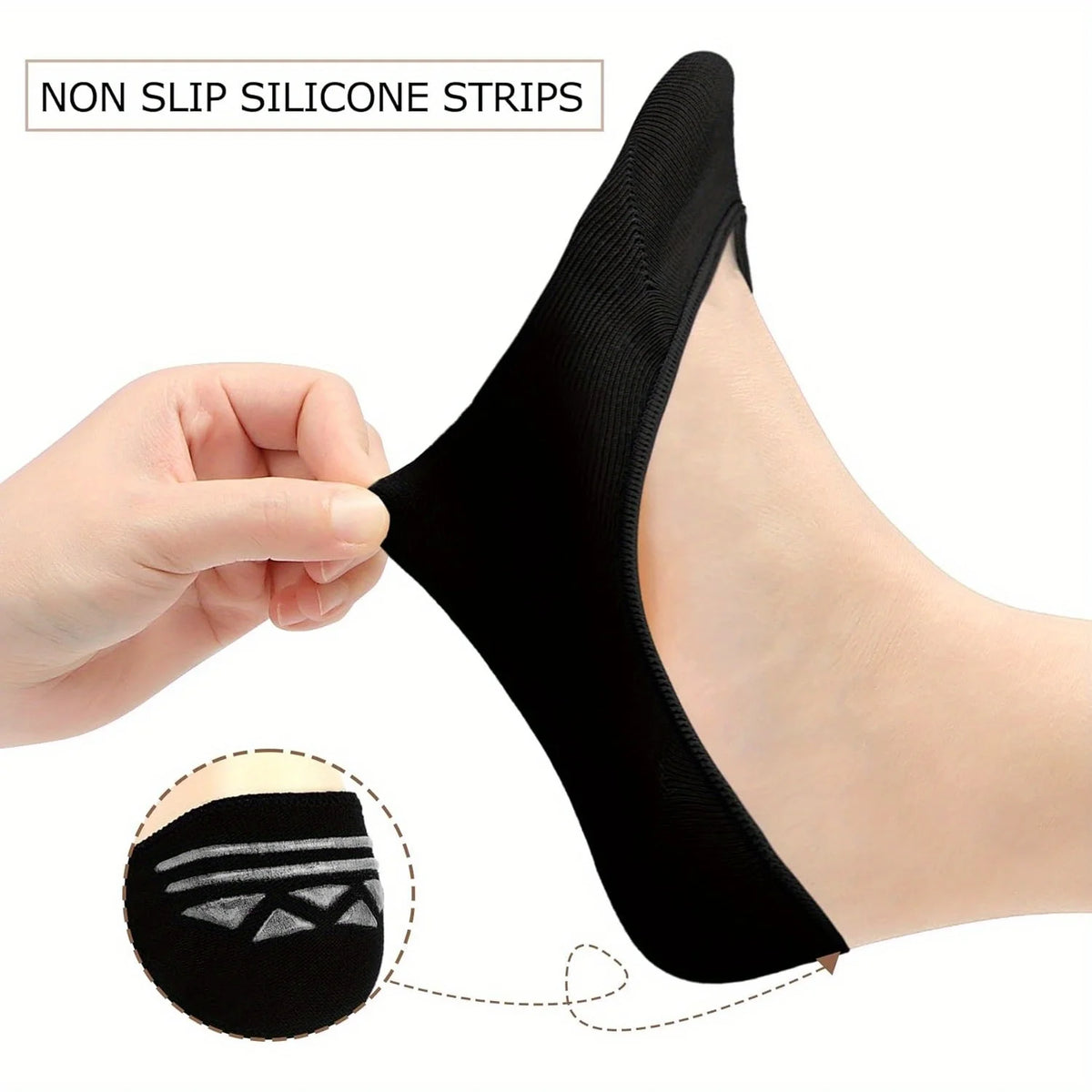 6 Pairs Women's Thin Invisible Boat Socks – Anti-Slip Low Cut Invisible Boat Socks Babs