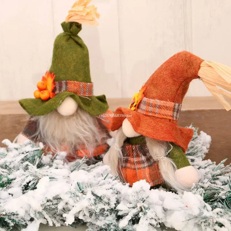 Fall Gnome Plush Figurine – Autumn Pumpkin Thanksgiving Décor Holiday Gnome Figurine Babs