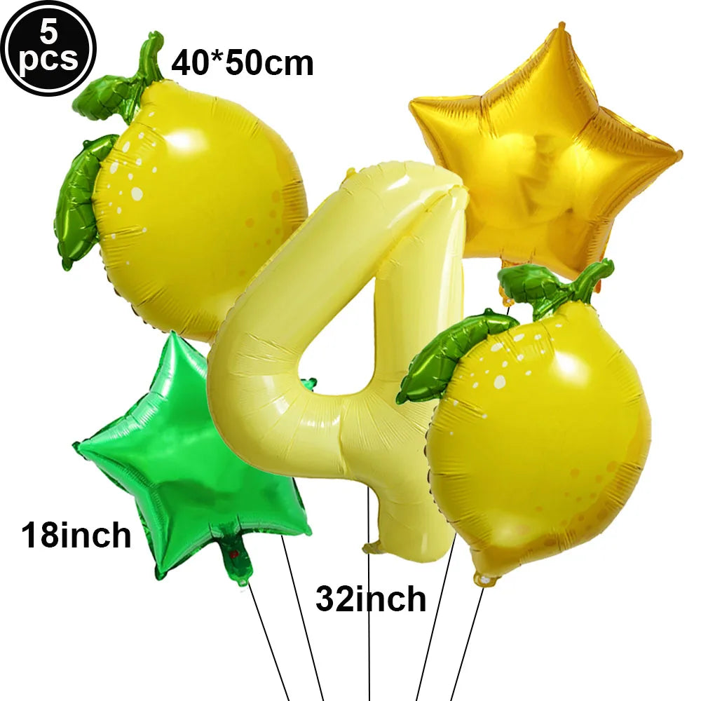 Lemon Foil Balloon Set with 32" Number Balloons – Party Decor