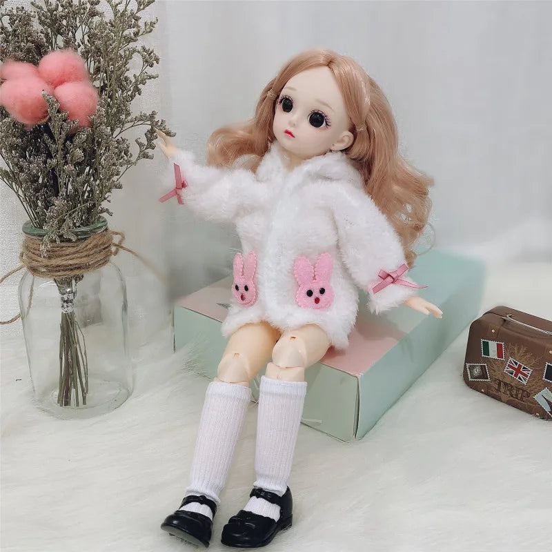 30cm BJD Doll 1/6 Scale 12 Joints 3D Eyes with Clothes & Shoes Fashion BJD Doll Babs 7 One Size