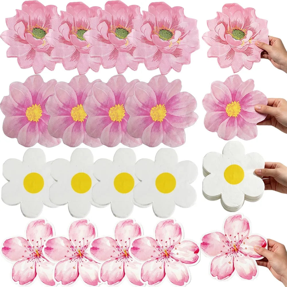 Flower Shaped Paper Napkins Daisy Lotus Blossom Party Decor Decorative Paper Napkins Babs