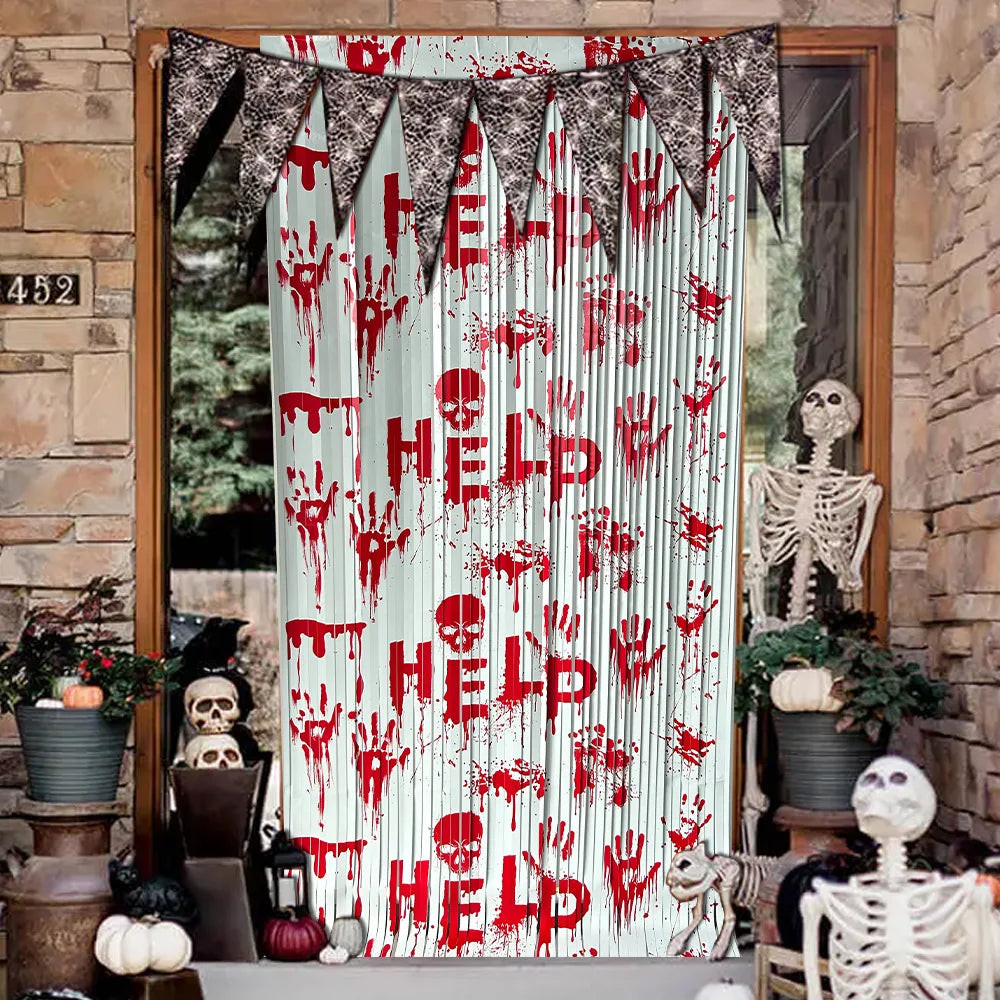 Halloween Foil Fringe Curtain – Bat Ghost Pumpkin Party Backdrop Halloween Party Decoration Babs