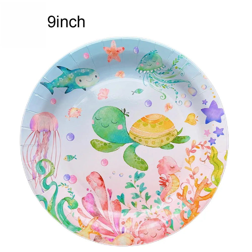 Under the Sea Party Tableware – Shark Paper Plates & Cups Party Tableware Set Babs B-2 10pcs