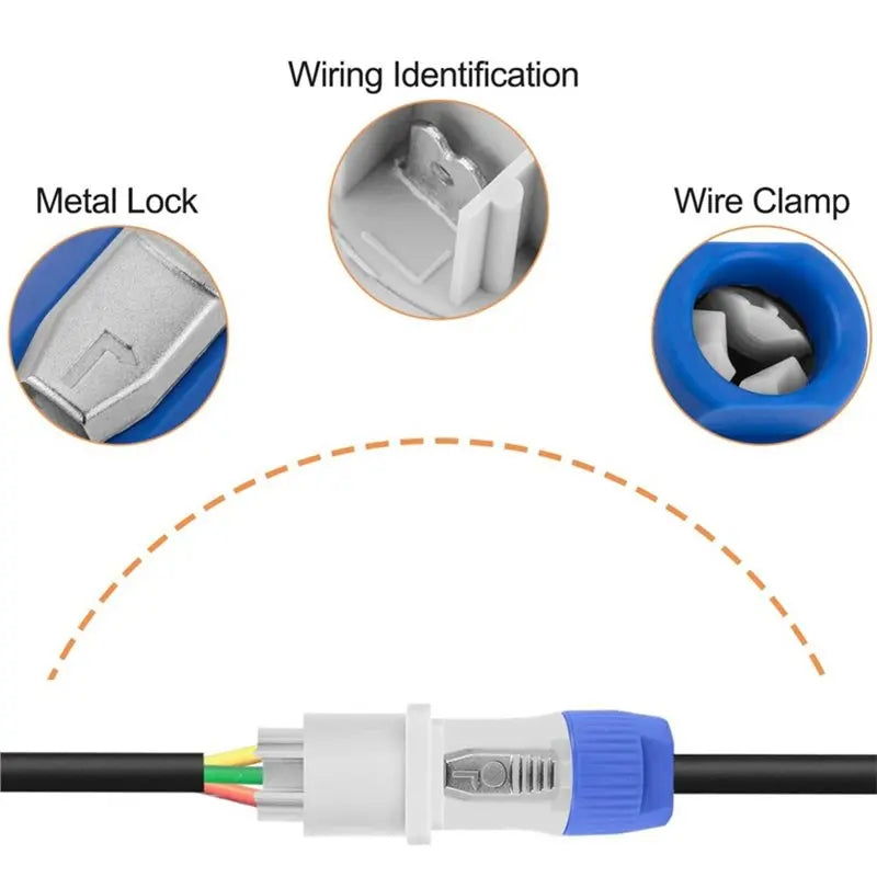 PowerCon 3-Pin Panel Mount Connector AC 250V 20A | 8-Pack Power Cable Connector Babs