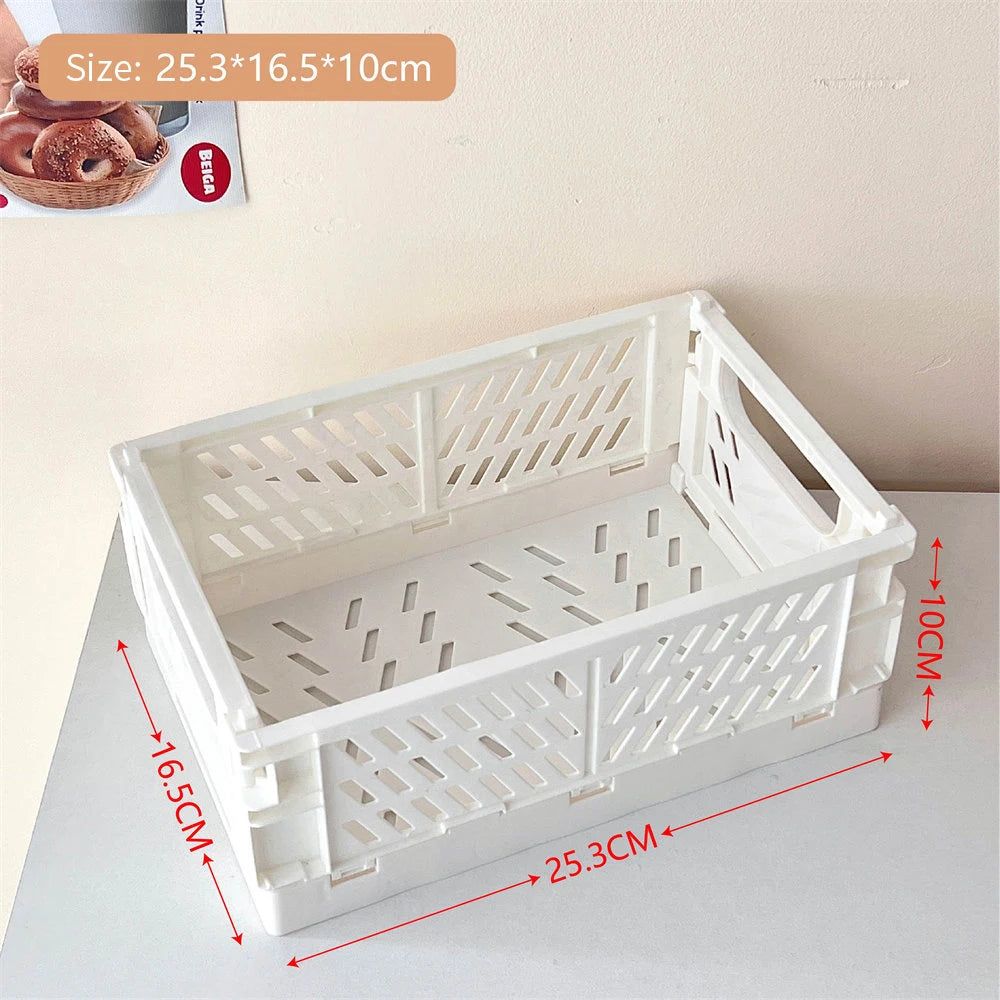 Foldable Storage Basket – Multi-Use Collapsible PP Plastic Crate Foldable Storage Basket Babs White 25cm