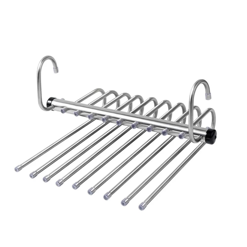 Stainless Steel Pants Hanger 5/9 Tier – Space-Saving Closet Organizer Pants Hanger Organizer Babs 9 Layer Stainless Steel