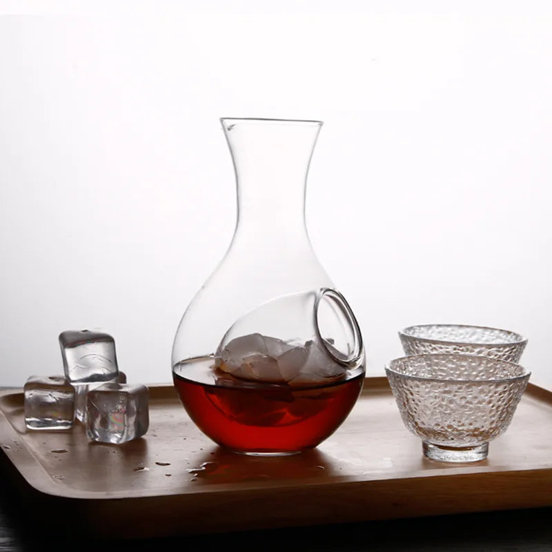 Japanese Crystal Glass Sake Decanter Ice Jug Set | 10x17cm Glass Decanter Set Babs
