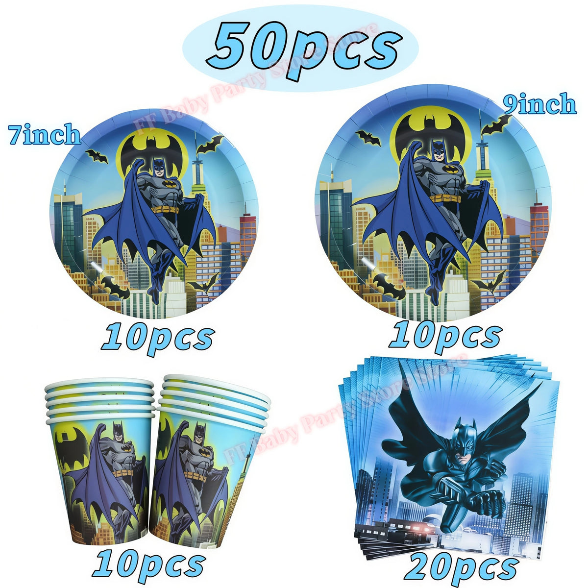 Bat Superhero Birthday Party Kit – Tableware, Balloons & Decor