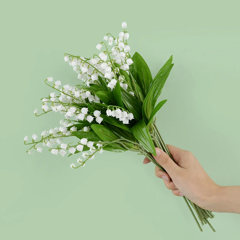 6pcs White Artificial Bellflower Orchid Bouquet – Home & Wedding Artificial Flower Set Babs 6pcs bunch