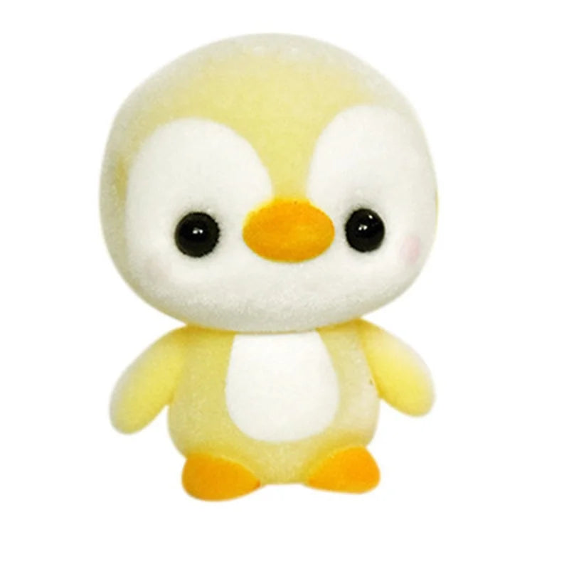Mini Flocked Kawaii Penguin Doll – 5.5CM PVC Toy, 4 Colors Collectible Figurine Babs Yellow